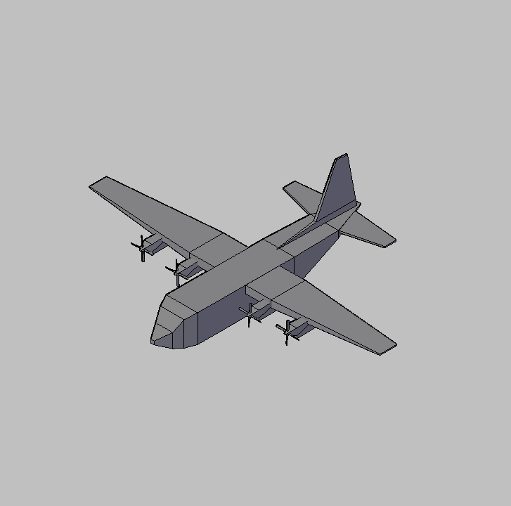 Bloque Autocad Vista de Avión Diseño 07 Bibliot. 2D-3D en 3D